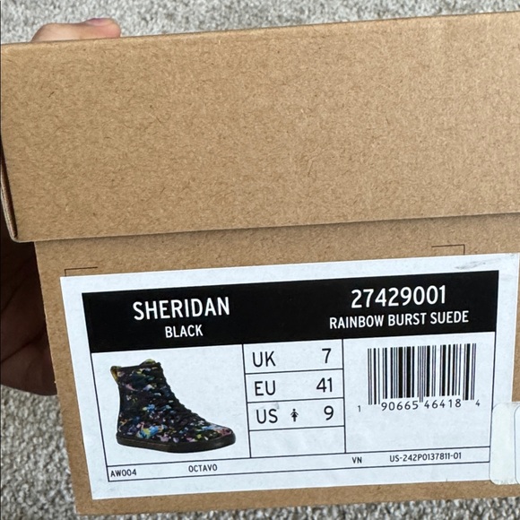 Dr. Martens AirWair Splatter Boots shoes 9 Sheridan black rainbow burst suede - Picture 5 of 5